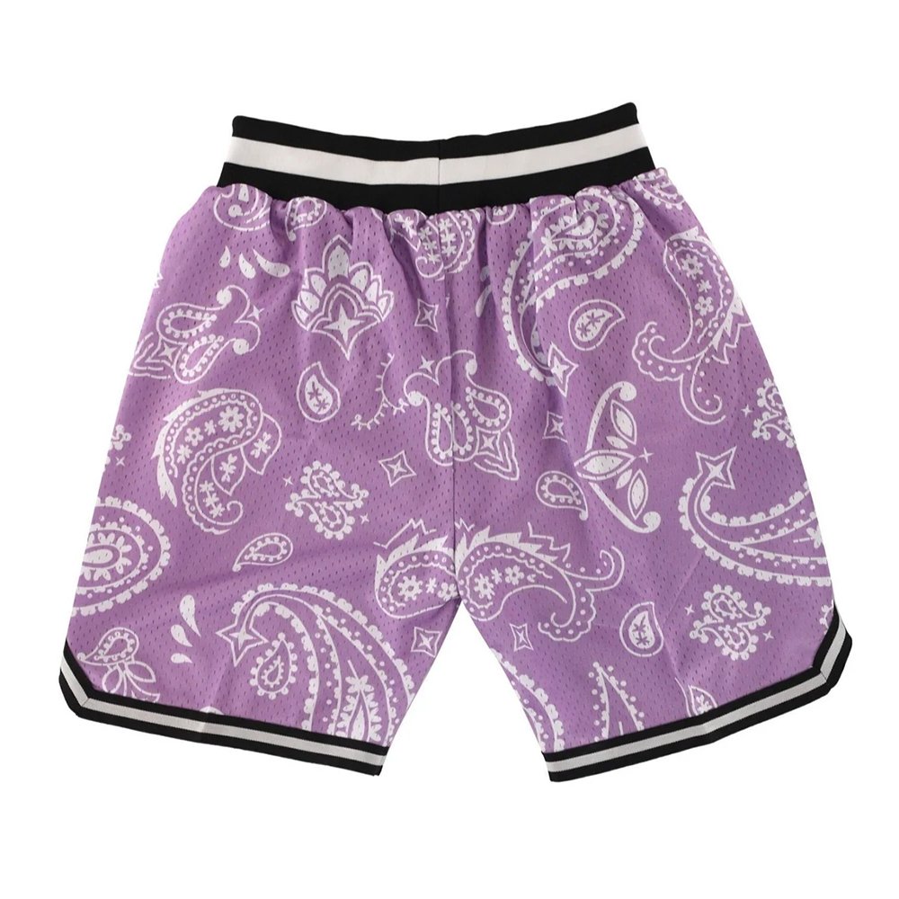 purple bandana print mesh shorts purple bandana print mesh shorts