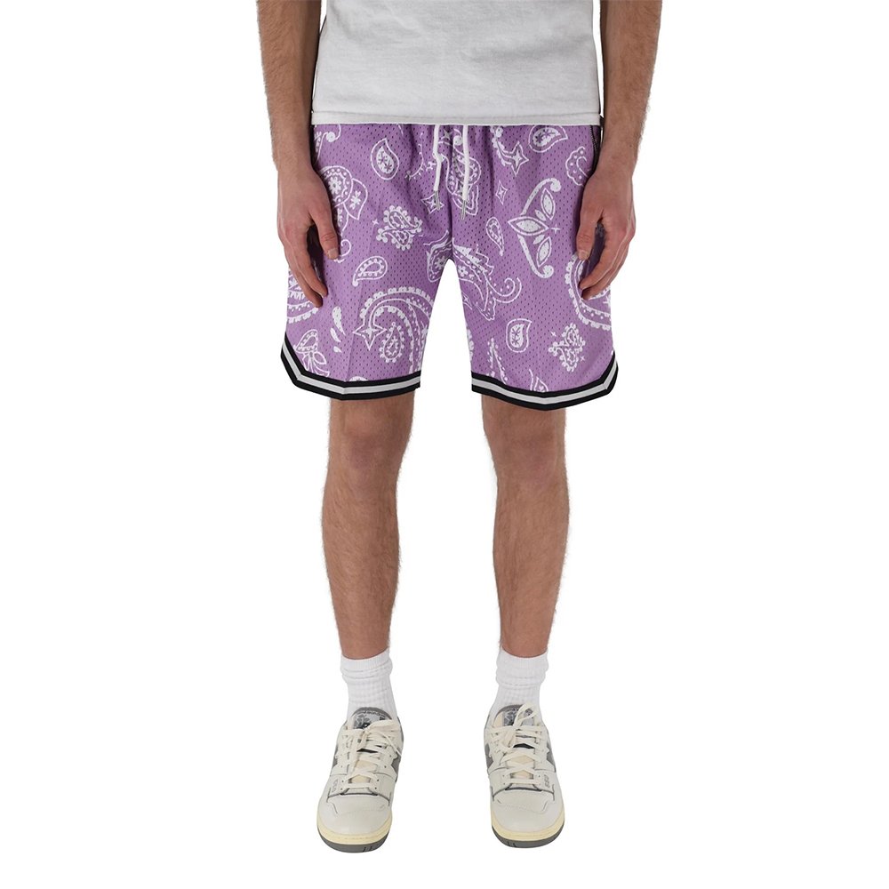 purple bandana print mesh shorts purple bandana print mesh shorts